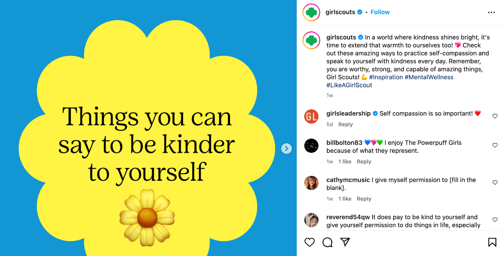 Girl Scouts insta post about kindness