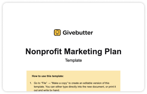 Nonprofit marketing plan template image